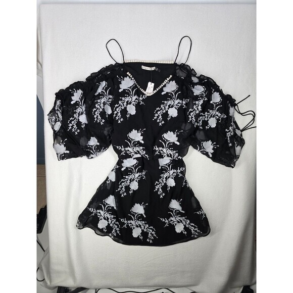 $440 Alice + Olivia Holden Embroidered Cold Shoulder Dress Large L - Picture 16 of 16
